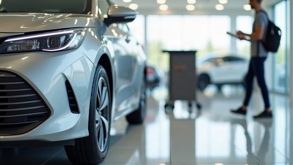 Naudotas automobilis atstovybės salone prieš pirkėjo apžiūrą